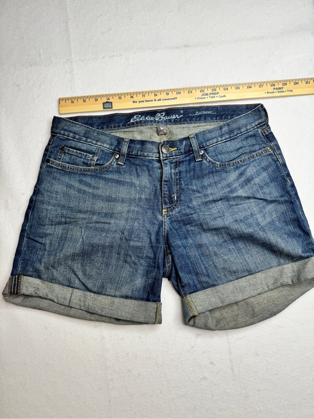 Eddie Bauer Women's Medium Blue Denim Roll-Cuff Shorts